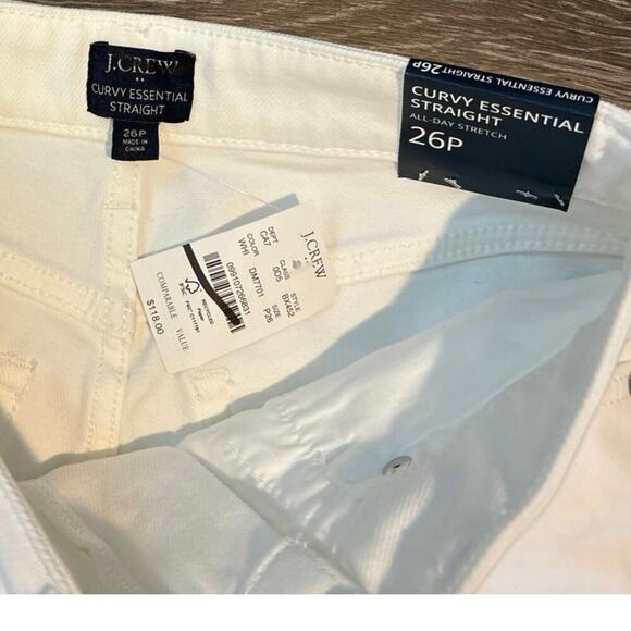 NWT J.Crew Petite Curvy Essential Stretch Straight Jean In White Size 26P - Picture 2 of 7